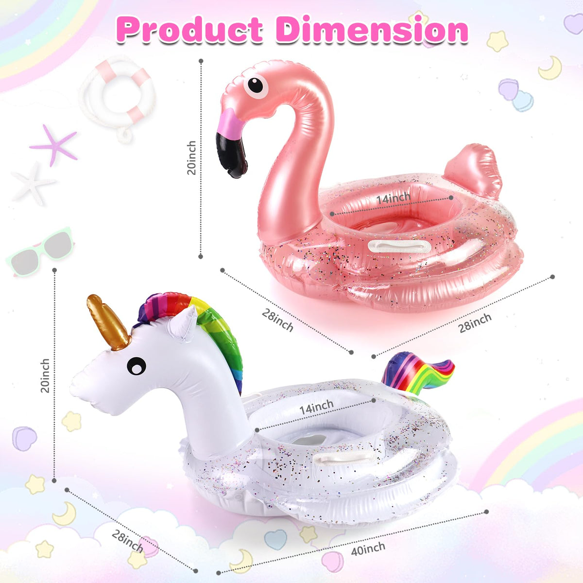 Fudragtn pool floats with safety handles for secure toddler play.