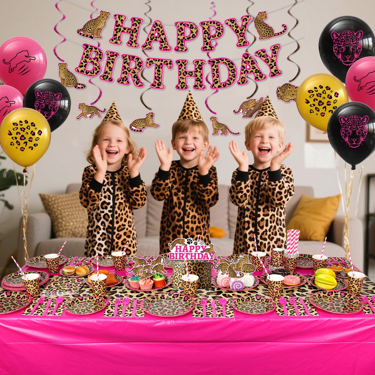 FuenteOrilla cheetah balloons pattern adds colorful backdrop