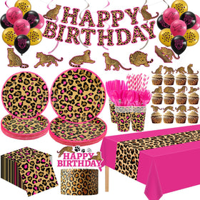 FuenteOrilla cheetah banner for bold pink leopard party backdrop