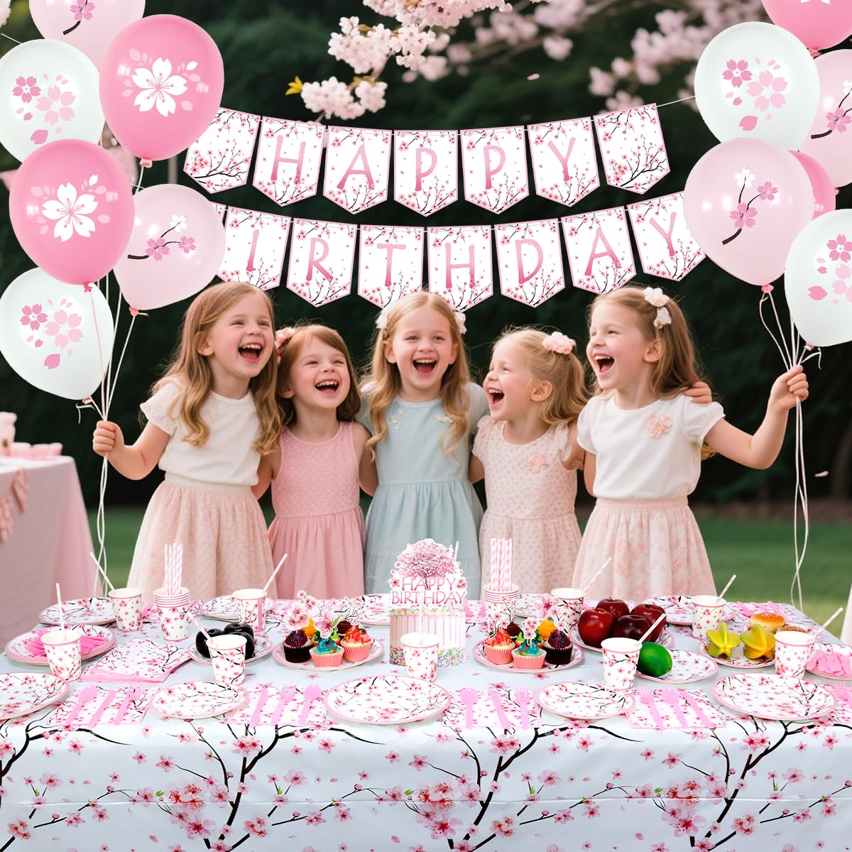 FuenteOrilla cherry blossom napkins bring soft folds and springtime charm to place settings.