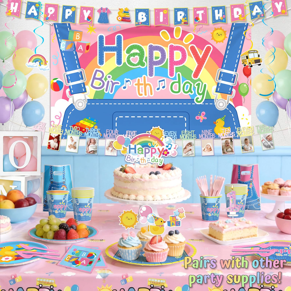 Fufuddz high chair banner compatible with booster seats and cute portraits