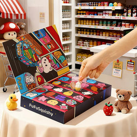FUFUSQUISHY colorful squishies stacked as soothing fidget toys for focus.