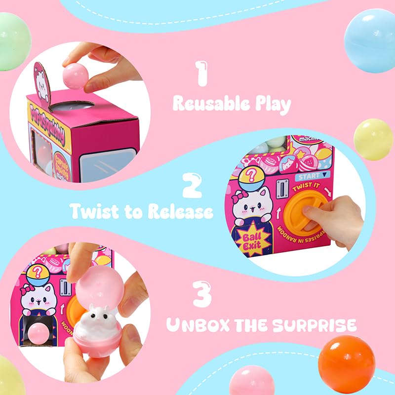 FUFUSQUISHY vending machine toy with knob turn reveals surprise capsules for instant rewards