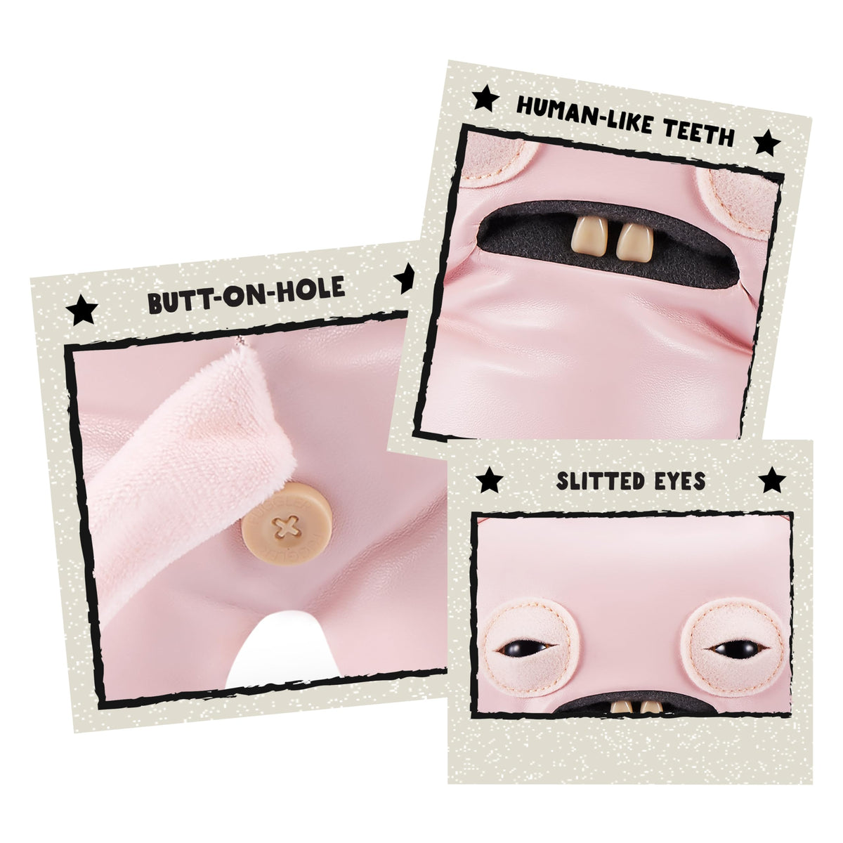 Fuggler Butt Ugly Pets 9-inch Series 1 human-like teeth close-up.