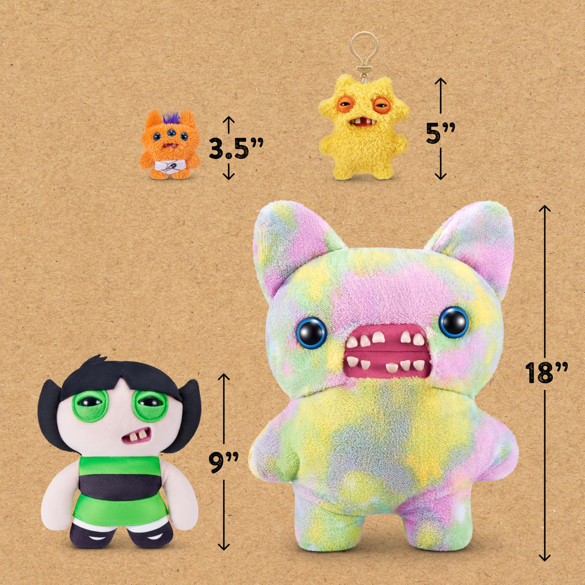 Fuggler Buttercup 9-inch plush close-up highlights compact size for display and play.