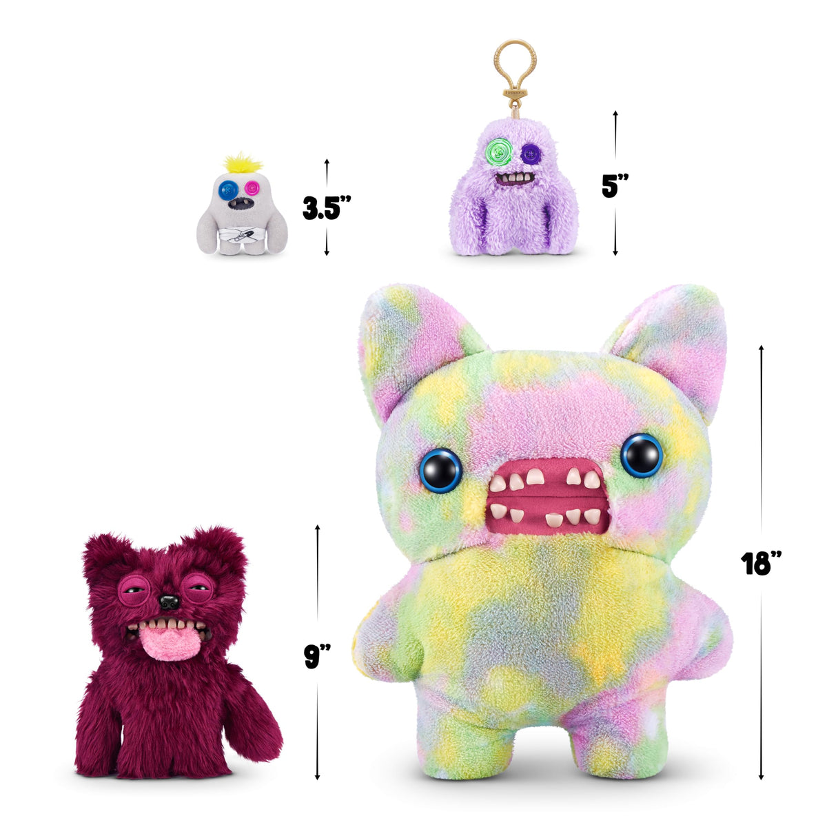 Fuggler Hairy Fuggs 9-Inch Series 1 monobrow close-up emphasizes distinctive facial features for display.