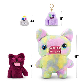 Fuggler Hairy Fuggs 9-Inch Series 1 monobrow close-up emphasizes distinctive facial features for display.
