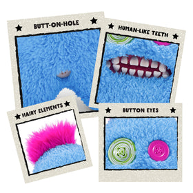 Fuggler Hairy Fuggs moustache feature adds humorous style.