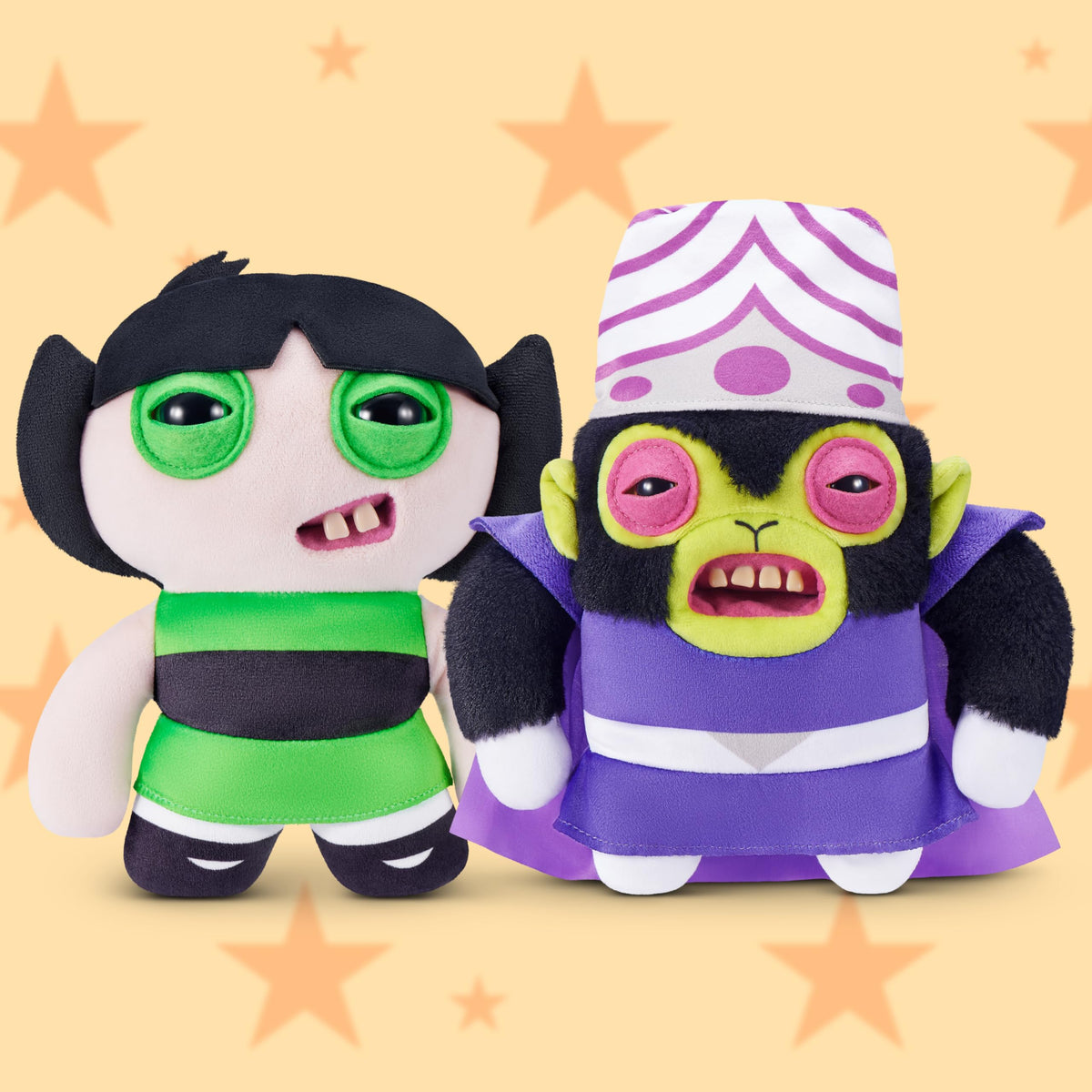 Fuggler Buttercup plush features human-like teeth for a quirky charm.