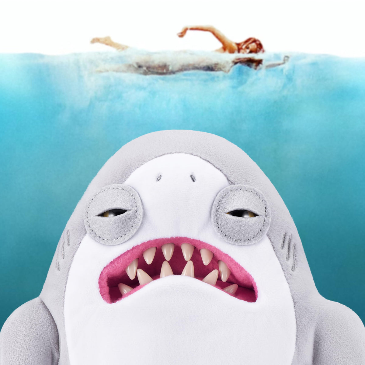Fuggler Jaws 9-Inch plush teeth close-up highlights quirky smile.