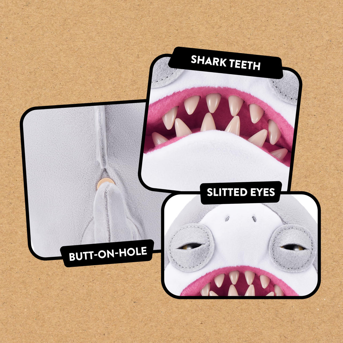 Fuggler Jaws 9-Inch plush texture shows soft, premium materials.
