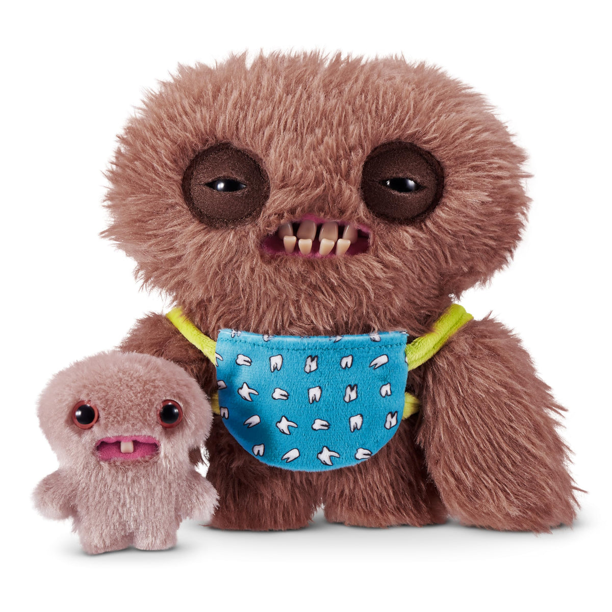 Fuggler Mini Rascal Squidge Brown Long Pile left-side view highlights mischievous charm