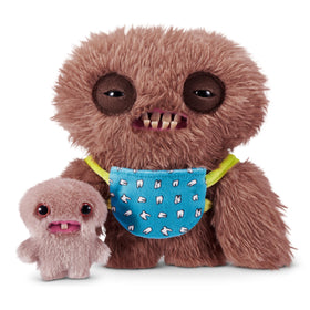 Fuggler Mini Rascal Squidge Brown Long Pile left-side view highlights mischievous charm