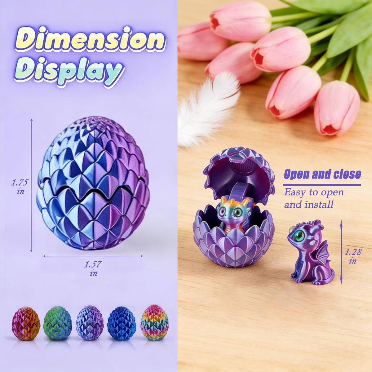 Fuijeuj crystal dragon toy detail showing precise 3D printing.