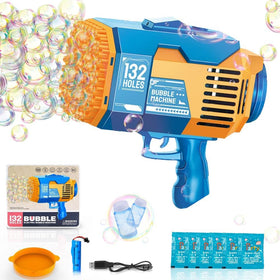 Fulercni upgraded 132-holes bubble gun with colorful lights for outdoor fun.