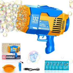 Fulercni upgraded 132-holes bubble machine gun in action, ideal for outdoor play.