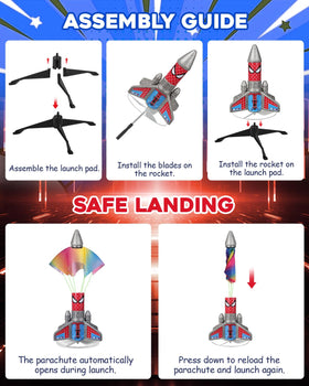Fullware Rocket Launcher parachute deploys for soft landings outdoors.
