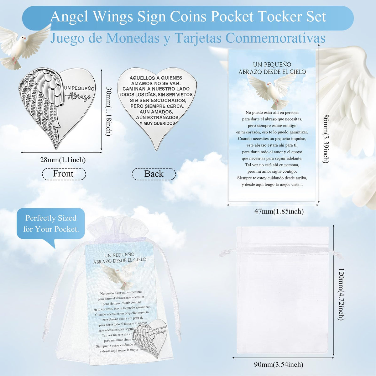 Fumete memorial coin featuring angel feather design for comforting remembrance