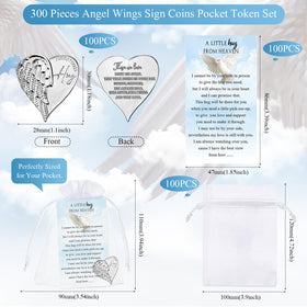 Fumete angel token heart coin back with poems, meaningful tribute for mourners.