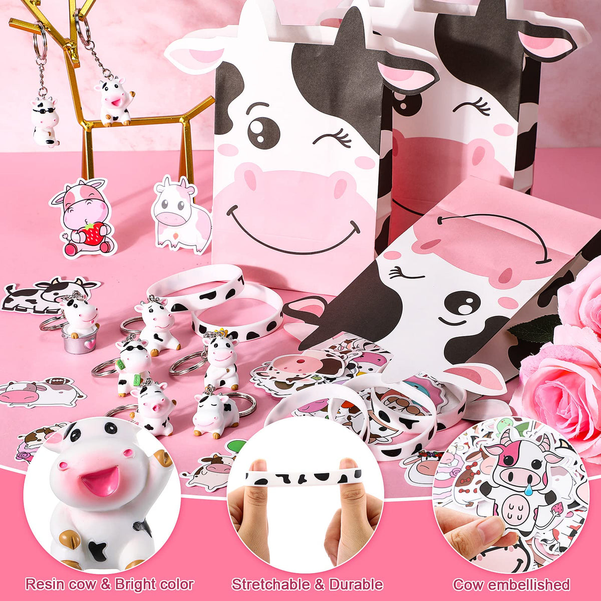 Fumete cow stickers sheets for decorating treats and gifts