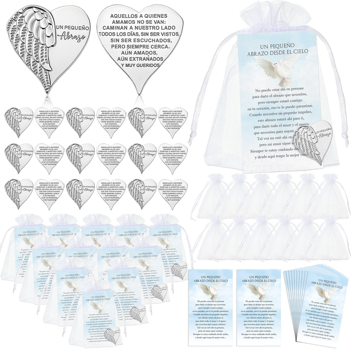 Fumete heart token coins with angel feather design, a meaningful keepsake for loved ones