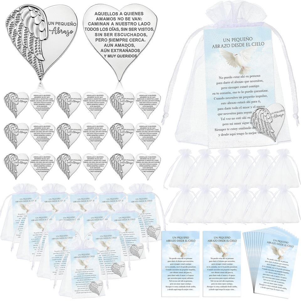 Fumete heart token coins with angel feather design, a meaningful keepsake for loved ones