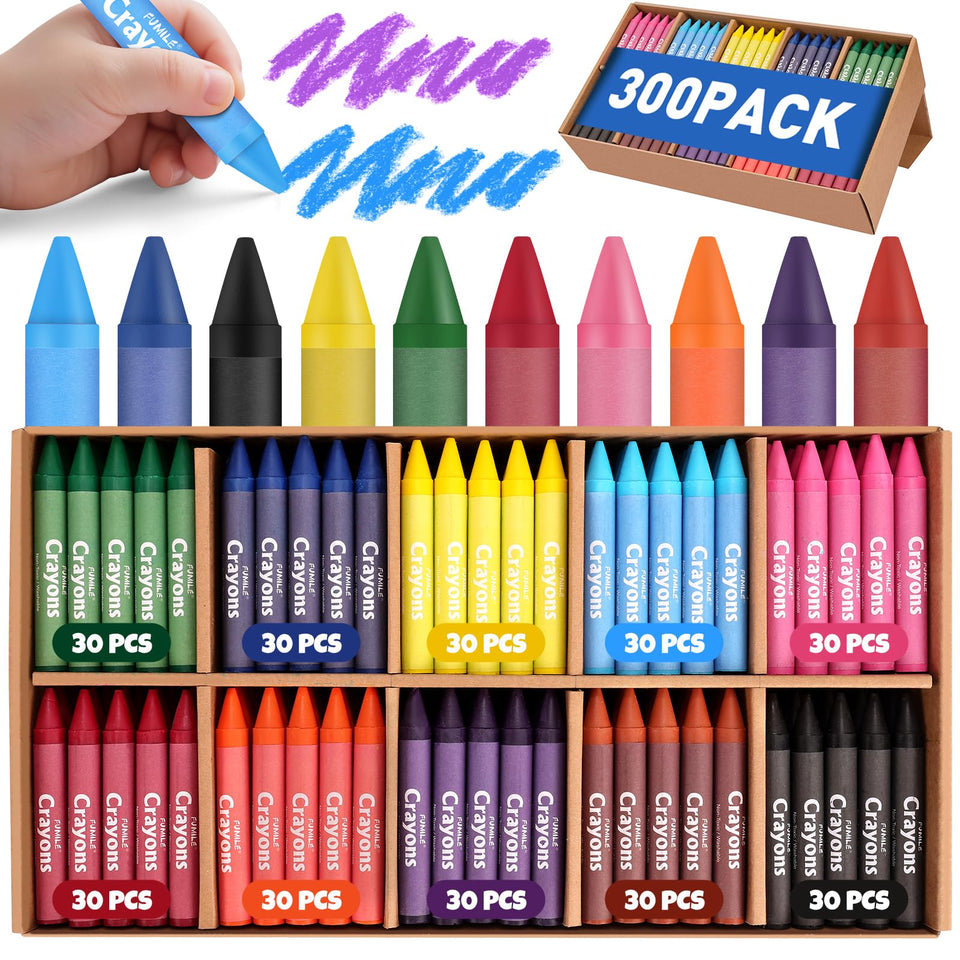 FUMILE jumbo crayons box shown for organized toddler art sessions