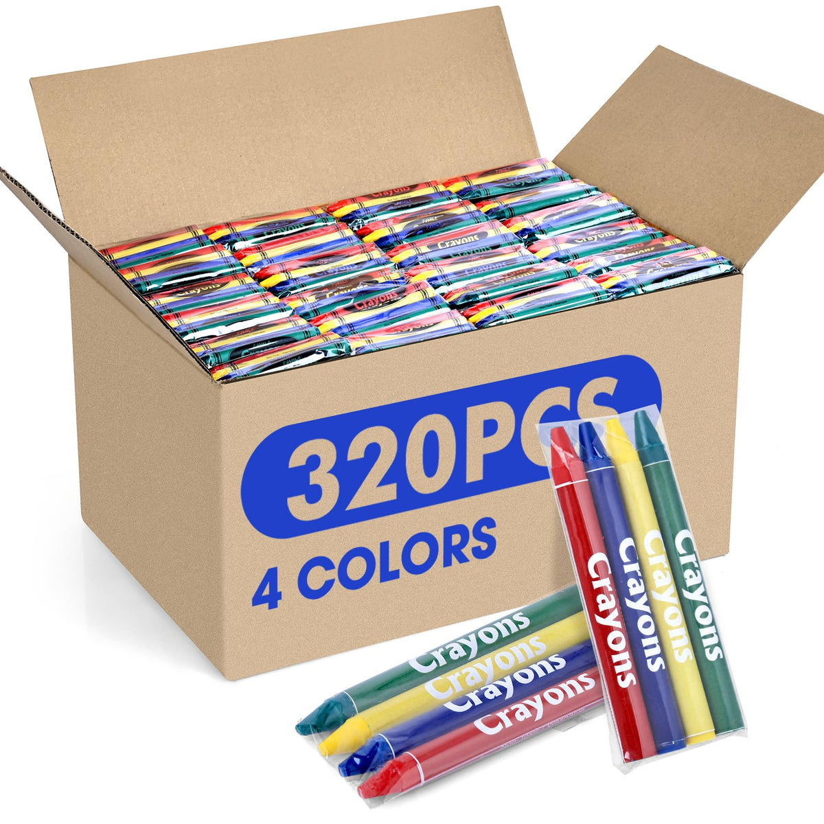 FUMILE 320-count crayons front view for easy event distribution.