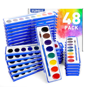 FUMILE 48-pack watercolor paints for kids' colorful art projects.