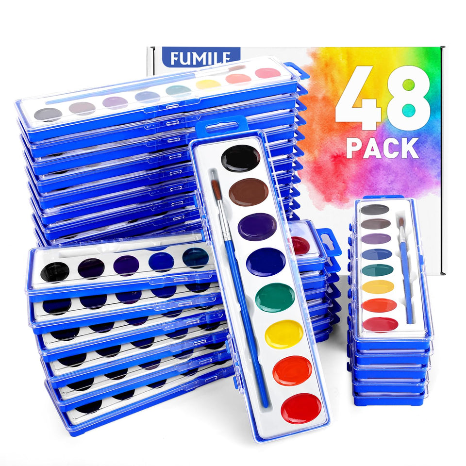 FUMILE 48-pack watercolor paints for kids' colorful art projects.