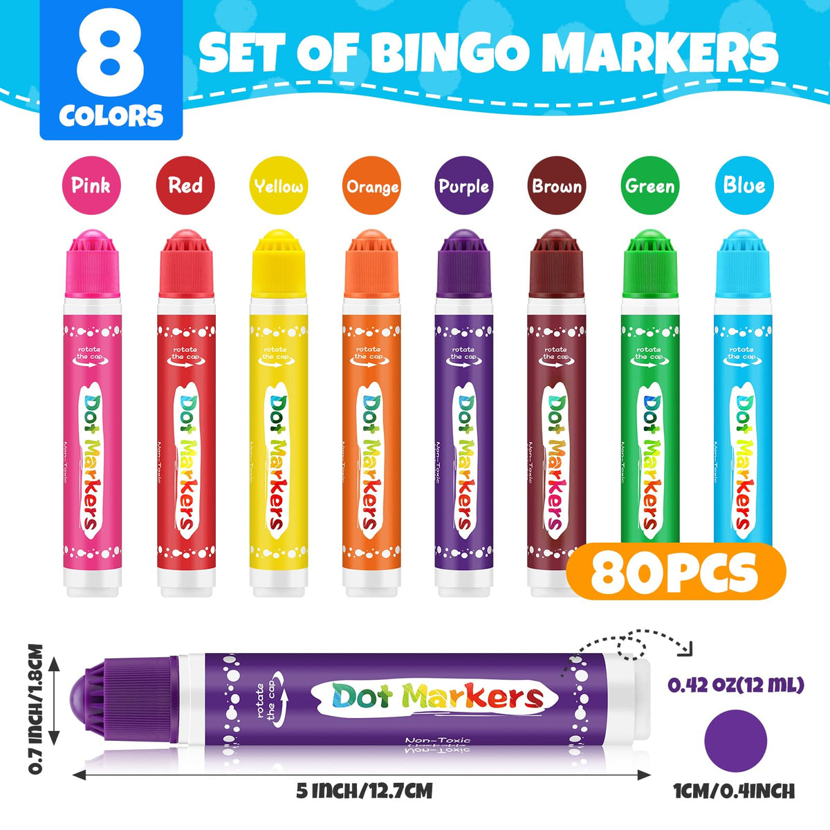 FUMILE bingo dabbers 8 colors ideal for family game night and crafting.