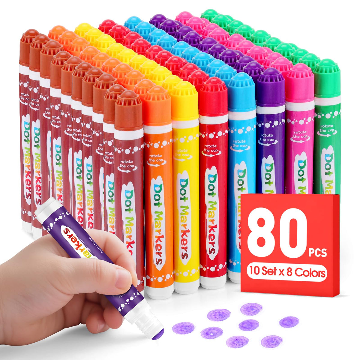 FUMILE dot markers 80-pcs set for vibrant kid-friendly art projects.
