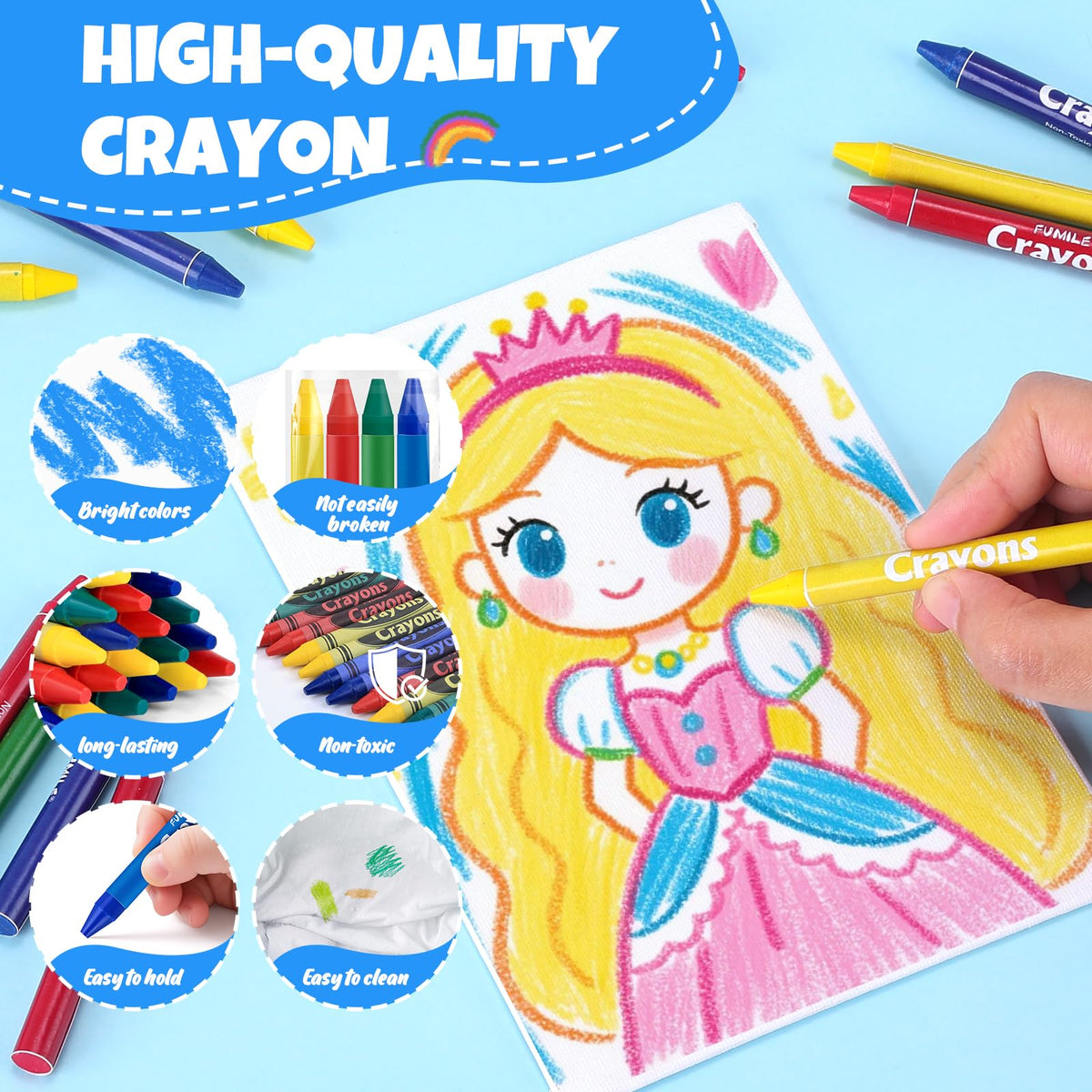 FUMILE paraffin wax crayons with durable, vibrant color.