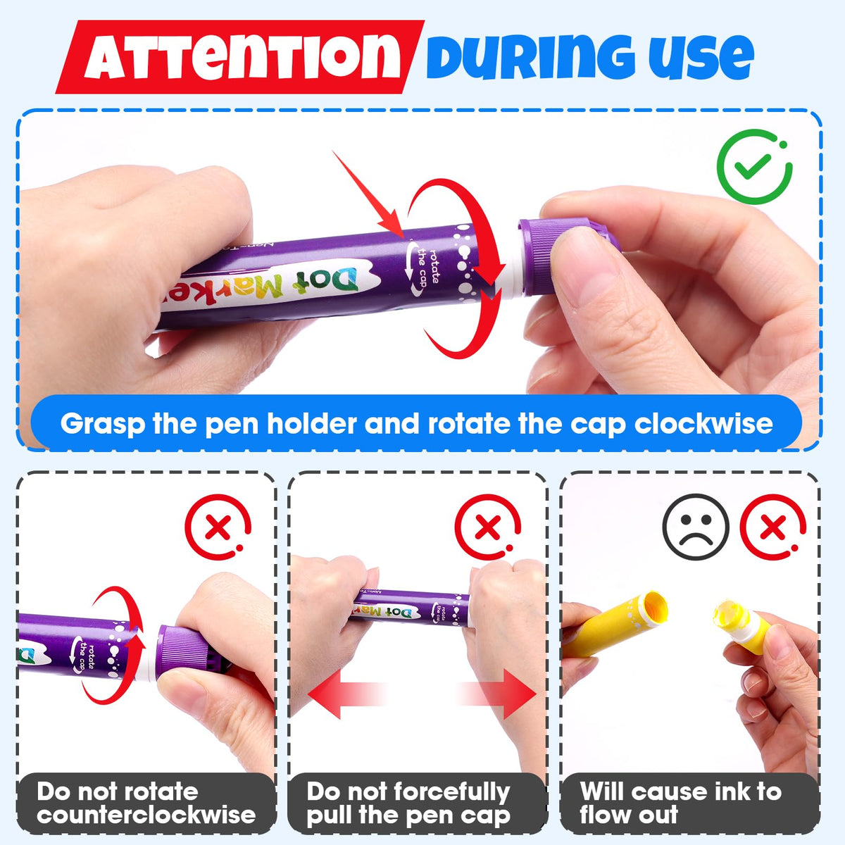 FUMILE toddler-friendly grip helps small hands control marker presses.
