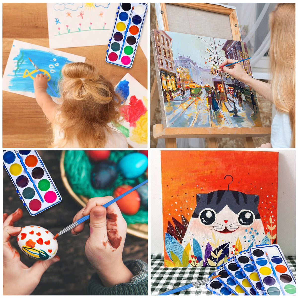FUMILE watercolor paints and brush, ideal for Easter baskets and gift bags.