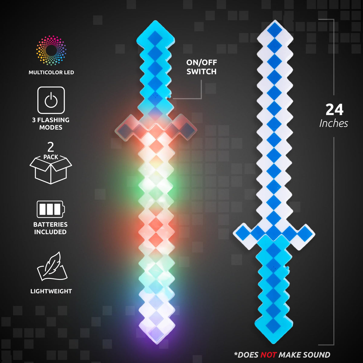 Fun Central 8-bit pixel design sword evokes retro gaming nostalgia.