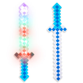 Fun Central blue LED pixel sword glows for exciting nighttime battles.