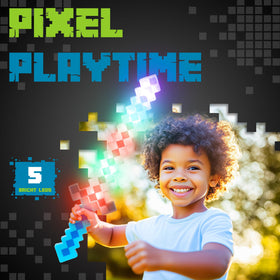 Fun Central blue pixel sword lights up parties and festive play.