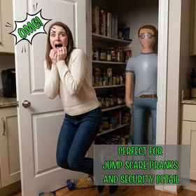 Fun Delivery Man Akin positioned as a party photo centerpiece for memorable group shots
