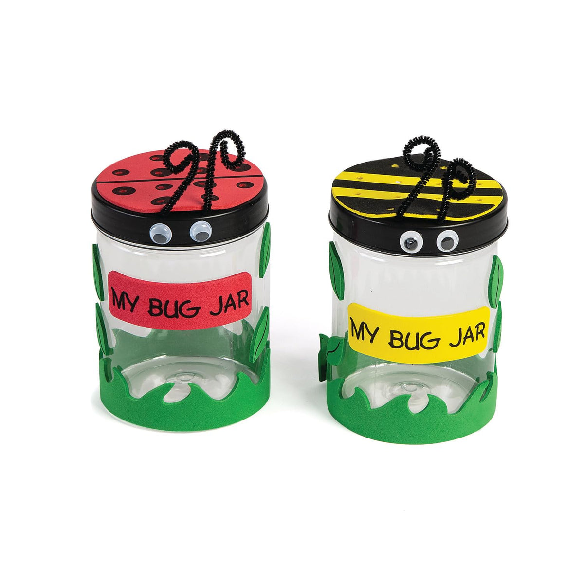 Foam decorations pre-cut for bright, personalized insect jars that spark creative learning.