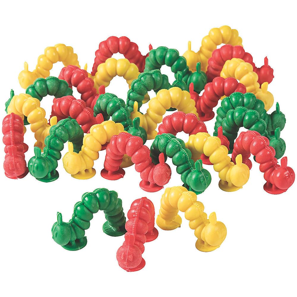 Fun Express Caterpillar Counters in Eric Carle style facilitate counting and color sorting in early learning.