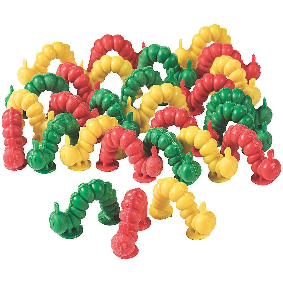 Fun Express Caterpillar Counters in Eric Carle style facilitate counting and color sorting in early learning.