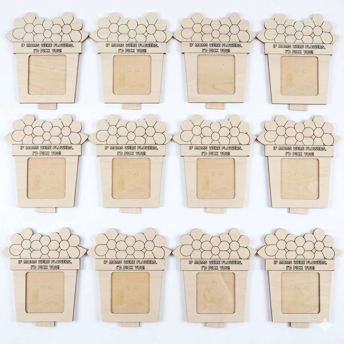 Fun Express DIY picture frame kit with paintable wood frame and easel back for display