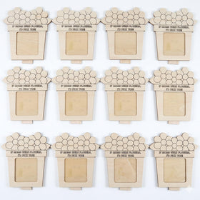 Fun Express DIY picture frame kit with paintable wood frame and easel back for display