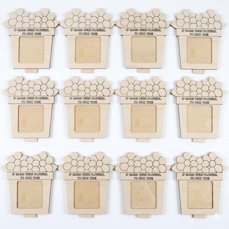 Fun Express DIY picture frame kit with paintable wood frame and easel back for display