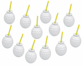 Fun Express golf ball cup 14oz with lid and straw for mess-free kids' parties.