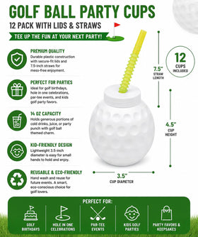 Fun Express golf ball textured cup enhances the sports-themed table setting.