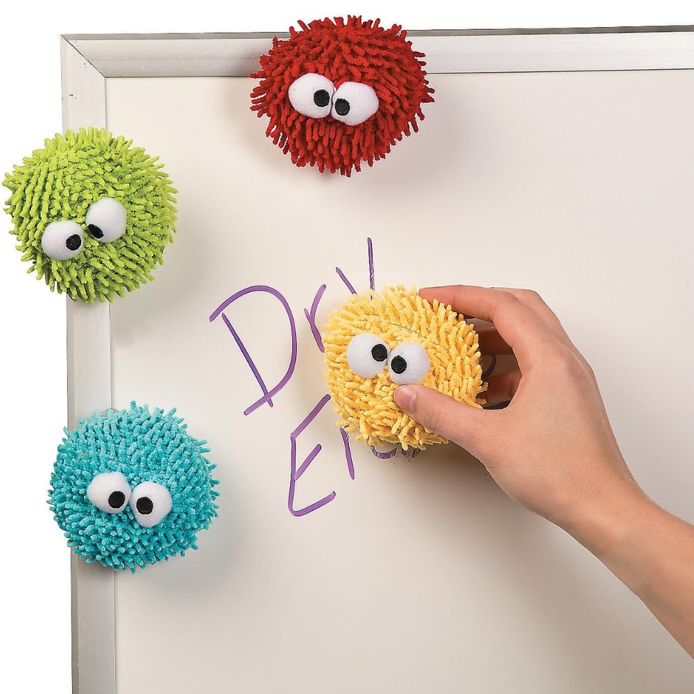 Close-up of googly eyes on Fun Express erasers enhancing student engagement.