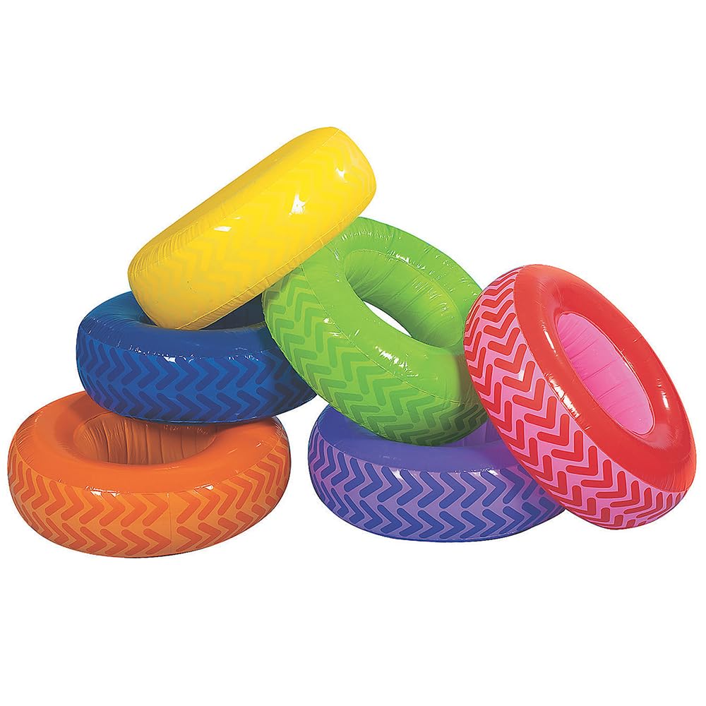 Fun Express inflatable obstacle tire blue for backyard play and field day activities