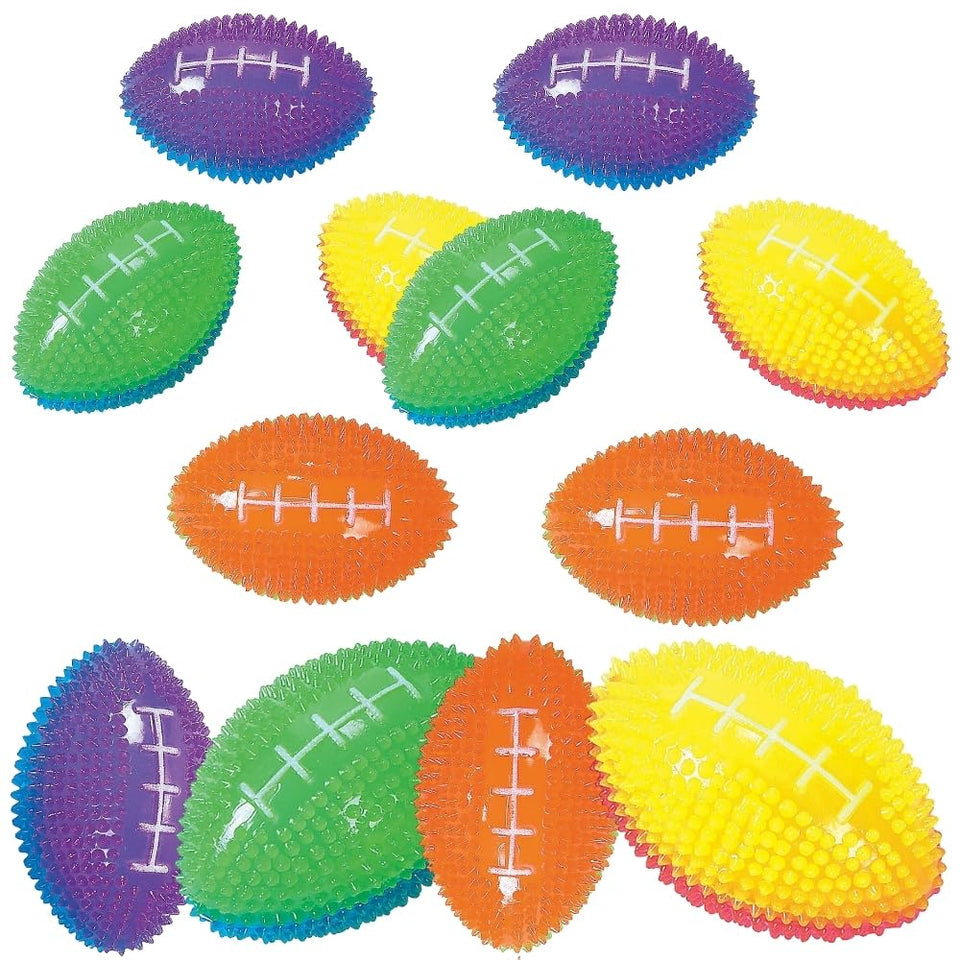 Fun Express light-up mini footballs in assorted colors for glow play at night